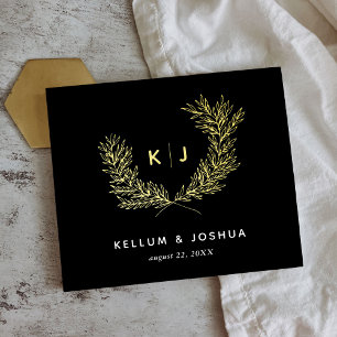 D'or Gold Foil Black Distingué Monogramme Livre d'invit