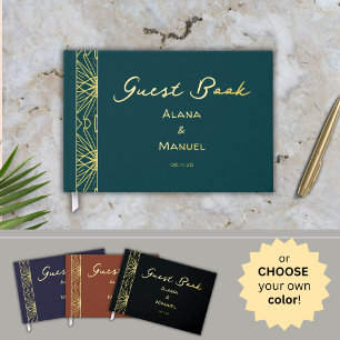 D'or Gold Foil Elegant Moderne Luxe Mariage Livre d'hôt
