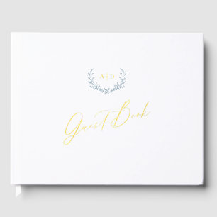 D'or Gold Foil Livre d'invité Dusty Blue Monogram Maria