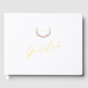 D'or Gold Foil Livre d'invité Terracotta Monogram Maria