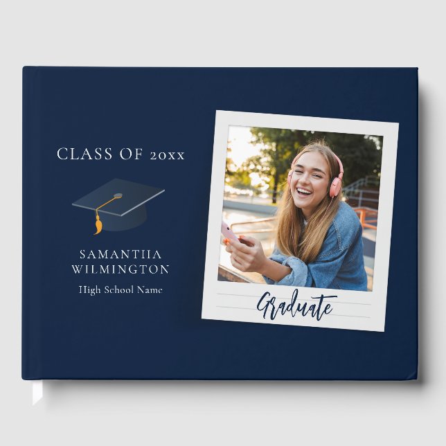 D'or Graduation Photo Script Grad Party Livre d'invité (Recto)