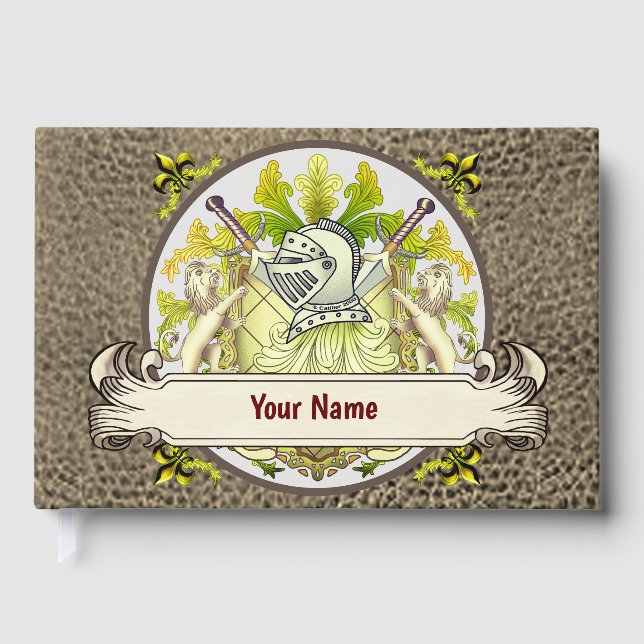 D'or Green Knight Family Crest Livre de nom (Recto)