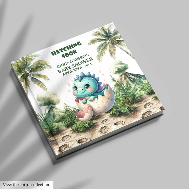 D'or Hatching Bientôt Cute Dinosaur Livre d'invité (Hatching Soon Cute Dinosaur Guest Book)
