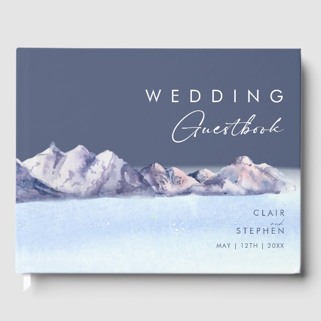 D'or Hiver Mountain Soirée Mariage Livre d'invité (Recto)
