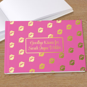 D'or Hot Pink Goodbye Kisses Foil Livre d'invité