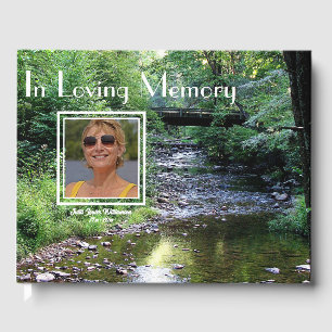 D'or 'In Love Memory' Creek Forest Photo Livre d'invité