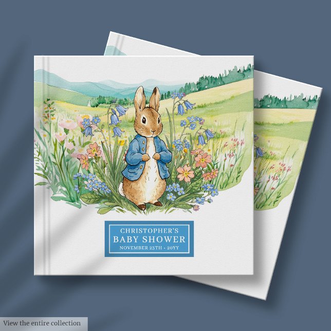 D'or Jovely Peter Rabbit Baby Boy Shoy Livre d'invité (Lovely Peter Rabbit Baby Boy Shower Guest Book)