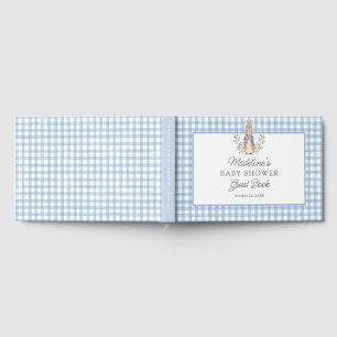 D'or Lapin de livre d'histoires classique en vichy bleu