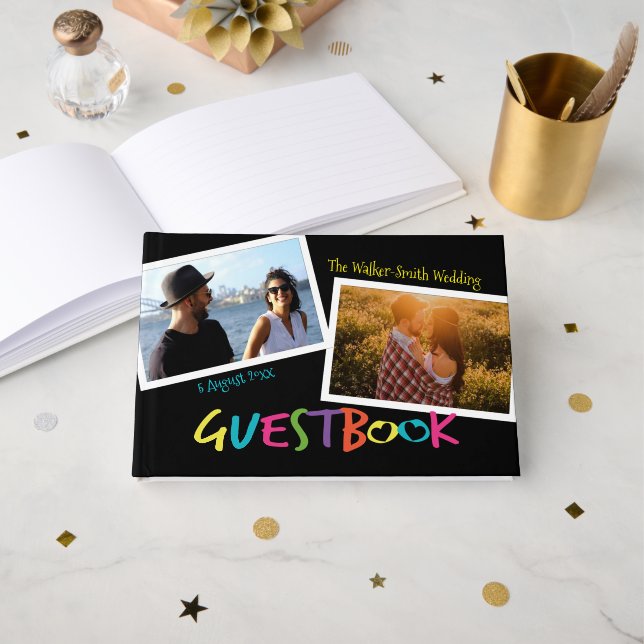 D'or Lettres Avec Coeurs Cadres Photo Moderne Livre D'O (Recto ouvert)