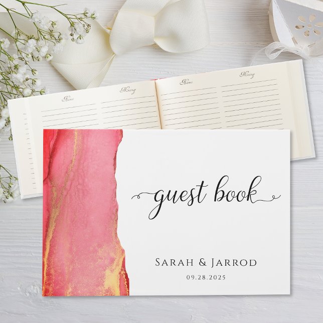 D'or Livre Abstrait Mariage Coral Rose (Créateur téléchargé)