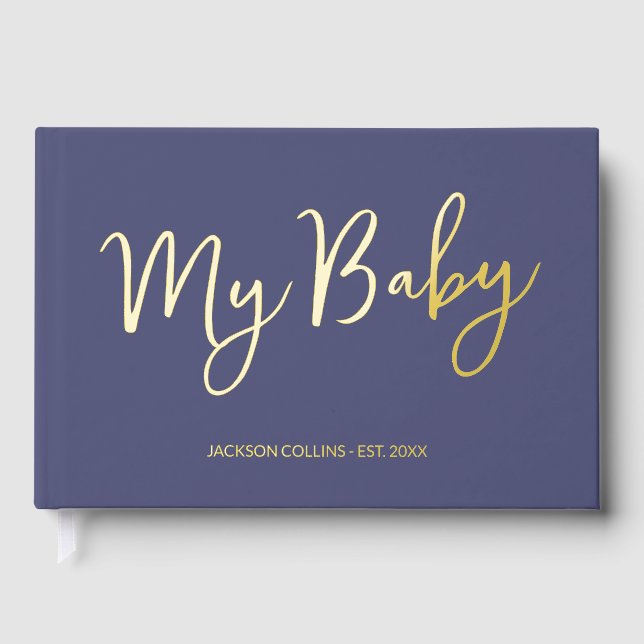 D'or Livre Bleu Bébé Script Faux Garde pour Maman (Recto)