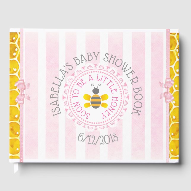 D'or Livre de Baby shower sur les bee bee rose personna (Recto)