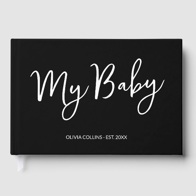 D'or Livre de bébé personnalisé noir script pour maman (Recto)