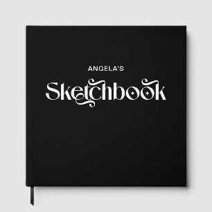 D'or Livre de croquis de typographie élégante noir et b