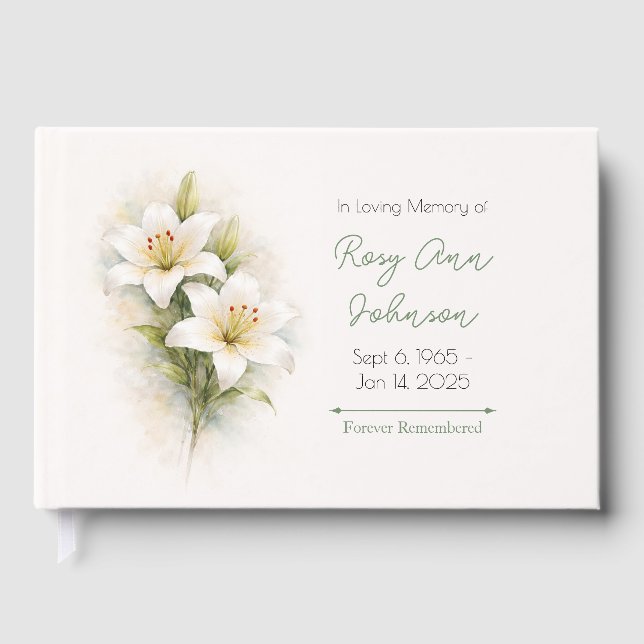 D'or Livre de souvenir de sympathie Lys blanc (Recto)