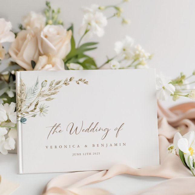 D'or Livre d'hôtes Bohemian Elegant Dried Meadow Grass (Bohemian Elegant Dried Meadow Grass Guest Book)