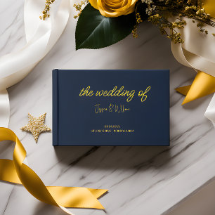 D'or Livre d'hôtes cool Classic Navy Blue and Gold Mari