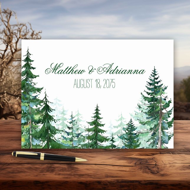 D'or Livre d'hôtes du Mariage de l'arbre du sapin (Watercolor fir tree wedding and event guest book. Simply add your text.)
