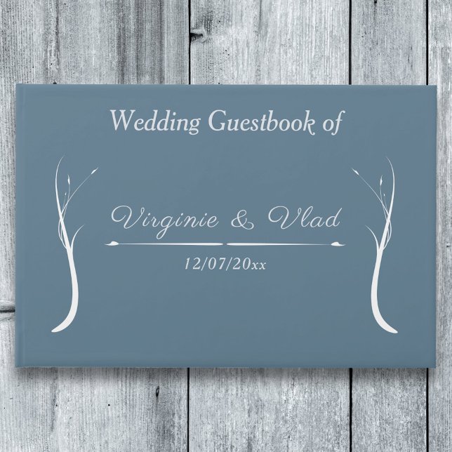 D'or Livre d'hôtes Dusty Blue Mariage (Dusty Blue Wedding Guest Book)