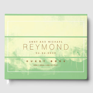 D'or livre d'hôtes élégant, moderne, vert et jaune mari