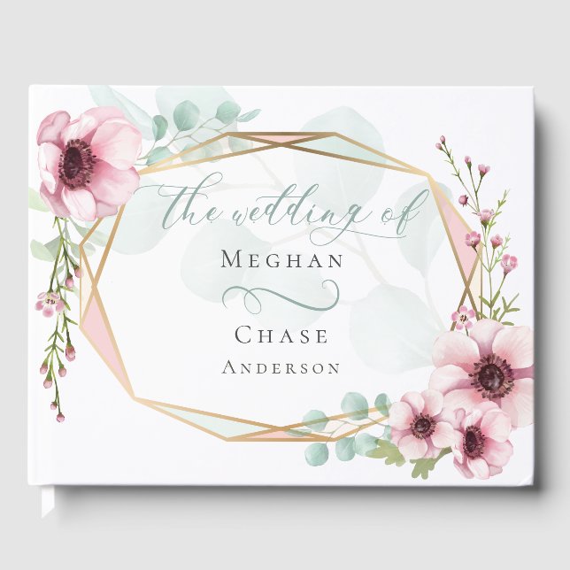 D'or Livre d'hôtes Fleurs de printemps fraîches et feui (Recto)