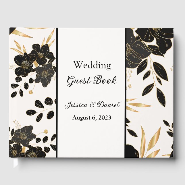 D'or Livre d'hôtes Floral Mariage (Recto)