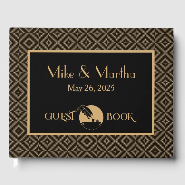 D'or Livre D'Hôtes Gold Et Black Vintage Art Déco (Recto)