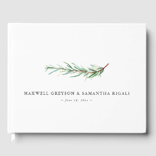 D'or Livre d'hôtes mariage Aquarelle Rosemaire botaniqu