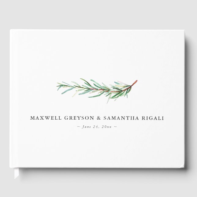 D'or Livre d'hôtes mariage Aquarelle Rosemaire botaniqu (Recto)