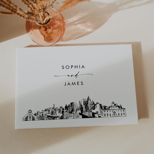 D'or Livre d'hôtes Mariage Atlanta Skyline (Créateur téléchargé)