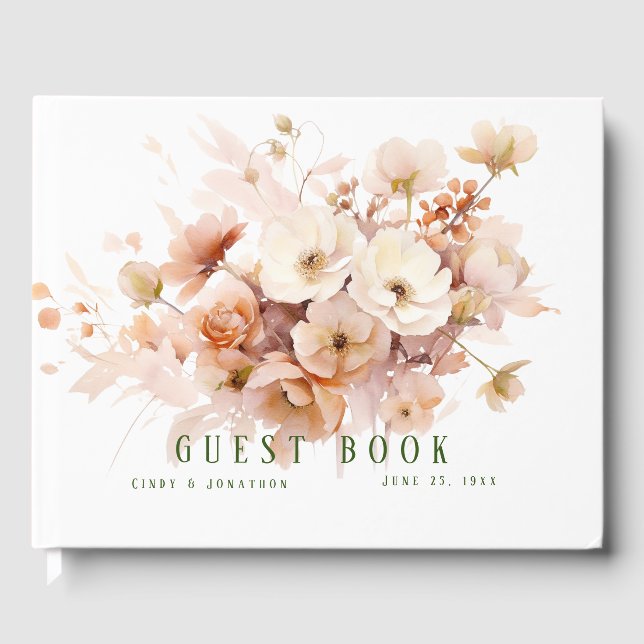 D'or Livre d'hôtes Mariage Automne Florals (Recto)