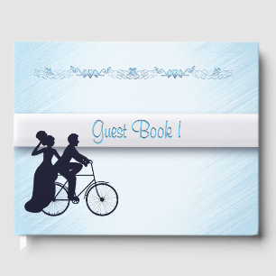 D'or Livre d'hôtes Mariage Bicycle Bleu