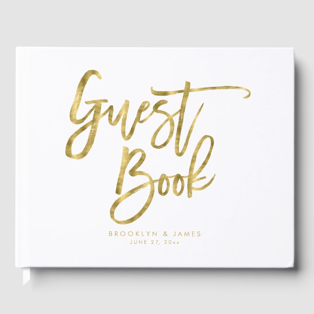 D'or Livre d'hôtes Mariage blanc et or (Recto)