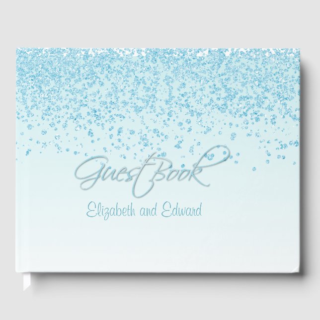 D'or Livre d'hôtes Mariage bleu clair (Recto)