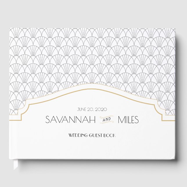 D'or Livre d'hôtes Mariage de cadre Art Déco (Recto)