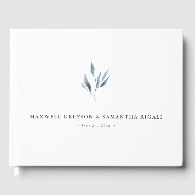 D'or Livre d'hôtes mariage Dusty Blue Botanical (Recto)