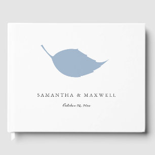 D'or Livre d'hôtes mariage Dusty Blue Leaf