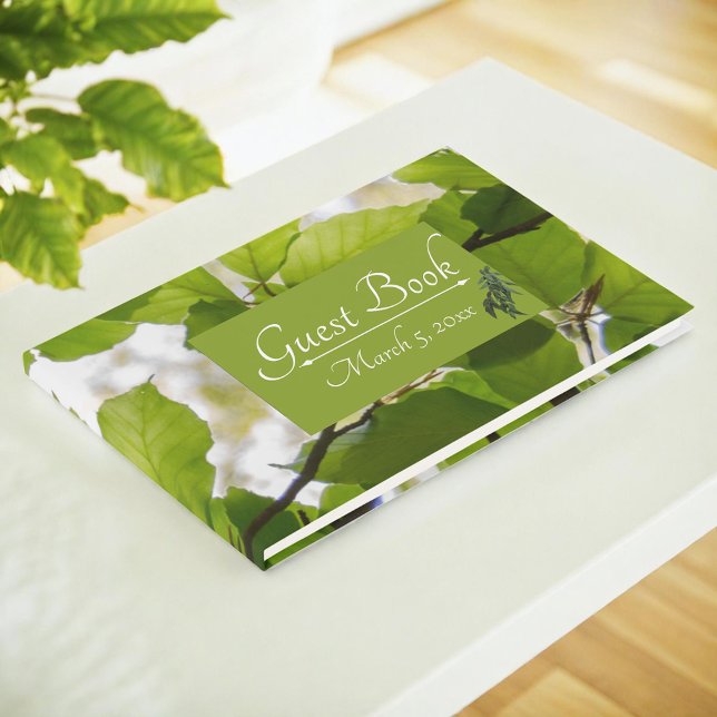 D'or Livre d'hôtes Mariage Feuille vert (Créateur téléchargé)
