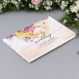 D'or Livre D'Hôtes mariage Fleurs D'Aquarelle Chic Et C