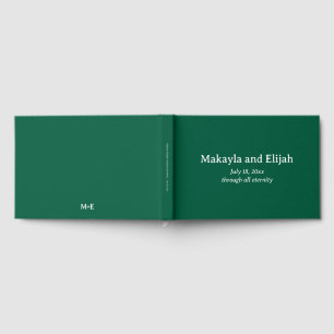 D'or Livre d'hôtes Mariage minimaliste blanc sur vert