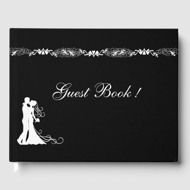 D'or Livre d'hôtes Mariage noir et blanc (Recto)
