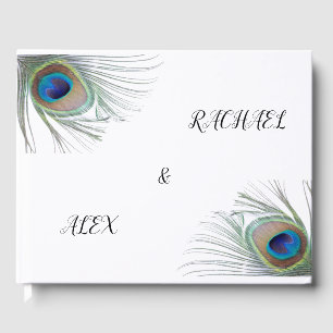 D'or Livre d'hôtes Mariage Peacock