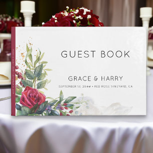 D'or Livre d'hôtes Mariage Red Rose