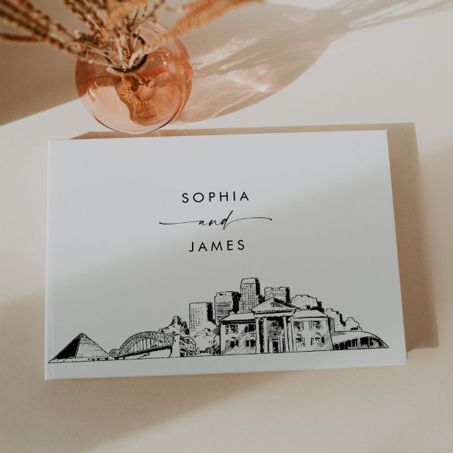 D'or Livre d'hôtes Memphis Skyline Mariage (Créateur téléchargé)
