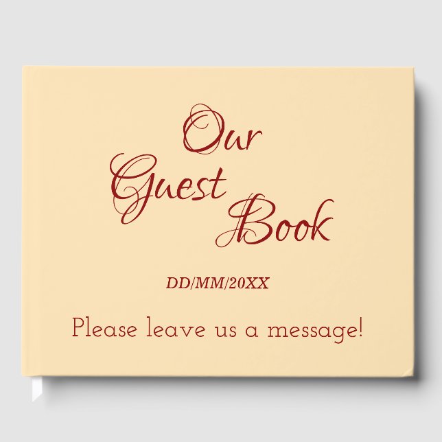 D'or Livre d'hôtes minimal Beige, Rouge foncé Générique (Recto)