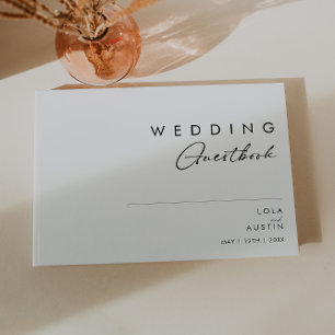D'or Livre d'hôtes minimaliste moderne pour Mariage