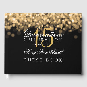 D'or Livre d'hôtes Quinceanera Gold Lights