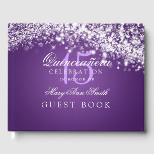 D'or Livre d'hôtes Quinceanera Party Sparkling Wave Pur