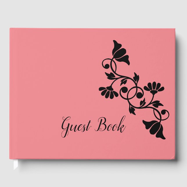 D'or Livre d'hôtes Saumon floral simple (Recto)