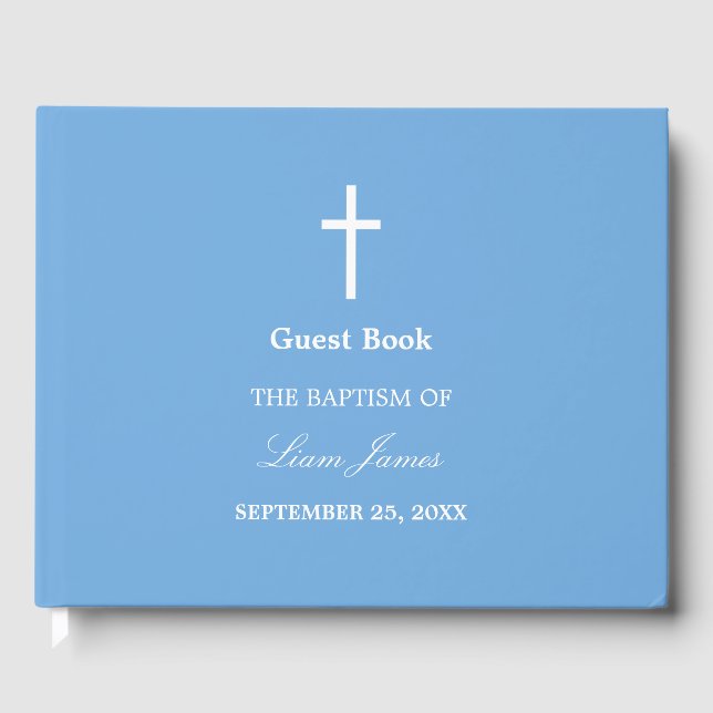 D'or Livre d'hôtes Stylish Blue Baptism (Recto)